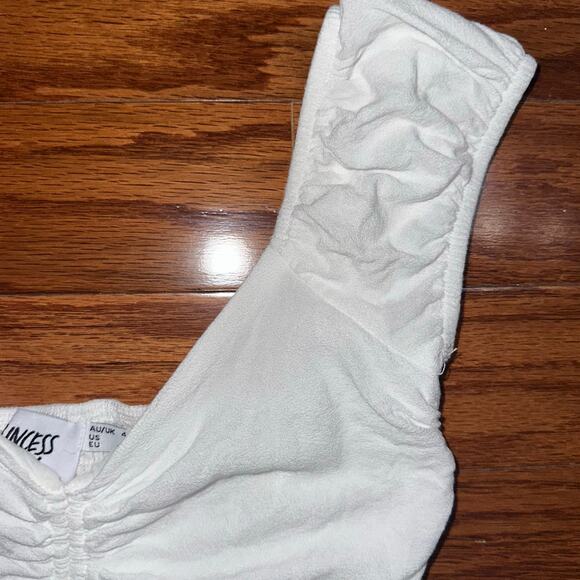 Princess Polly Darshan Cropped Cinched White Milkmaid Top Size 0 - Picture 6 of 14